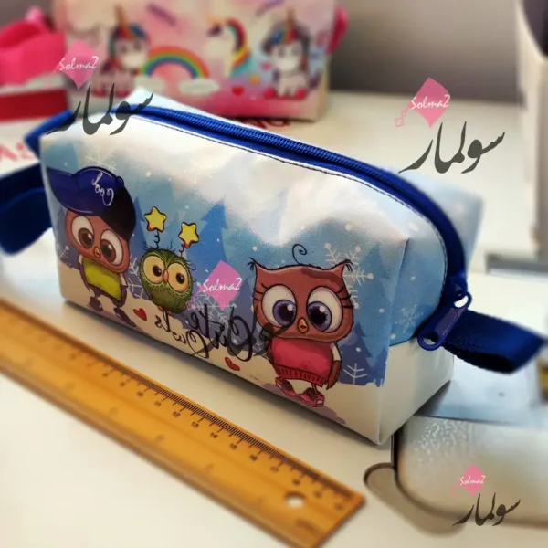 pencil case 02B 01 c جامدادی چرمی متوسط مدل پونی و جغد