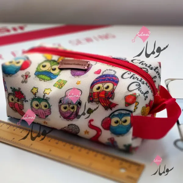 pencil case 03 03 c جامدادی بزرگ برزنتی طرح جغد مدل بنددار