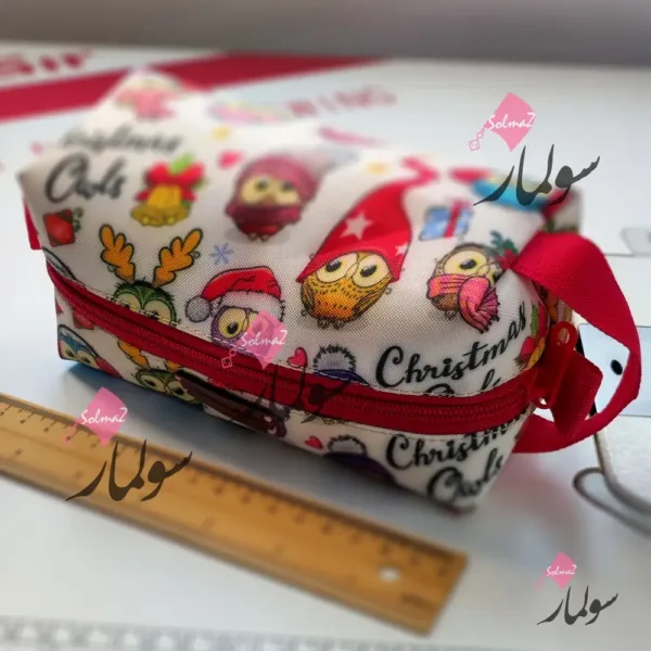 pencil case 03 04 c جامدادی بزرگ برزنتی طرح جغد مدل بنددار