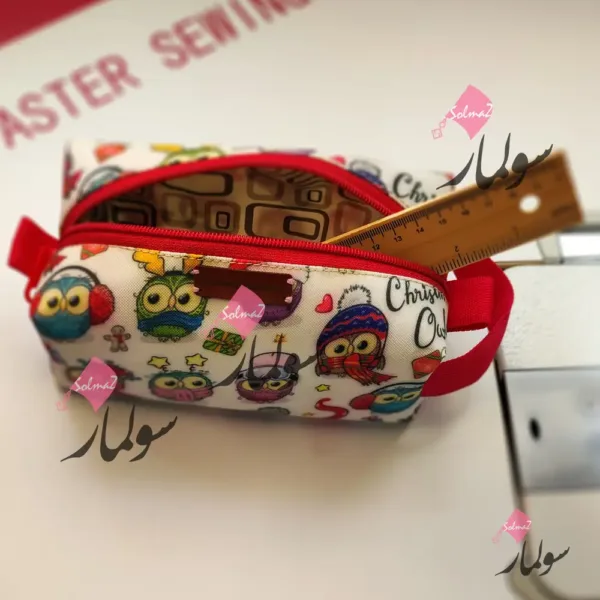 pencil case 03 05 c جامدادی بزرگ برزنتی طرح جغد مدل بنددار